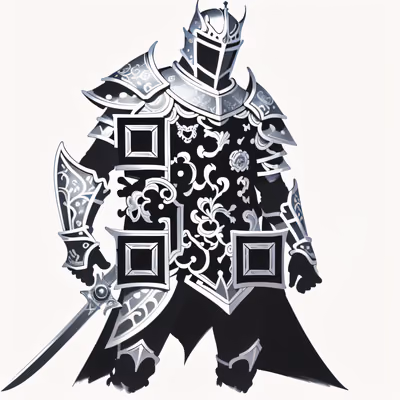 Armored Knight Ink Drawing QR Code for Temporary Tattoos — image 1