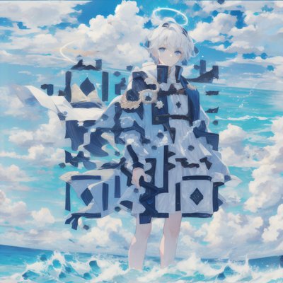 Anime Boy in Ocean Waves QR Code for Posters