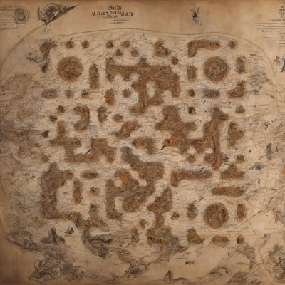 Antique World Map Ink Drawing QR Code Art — image 1