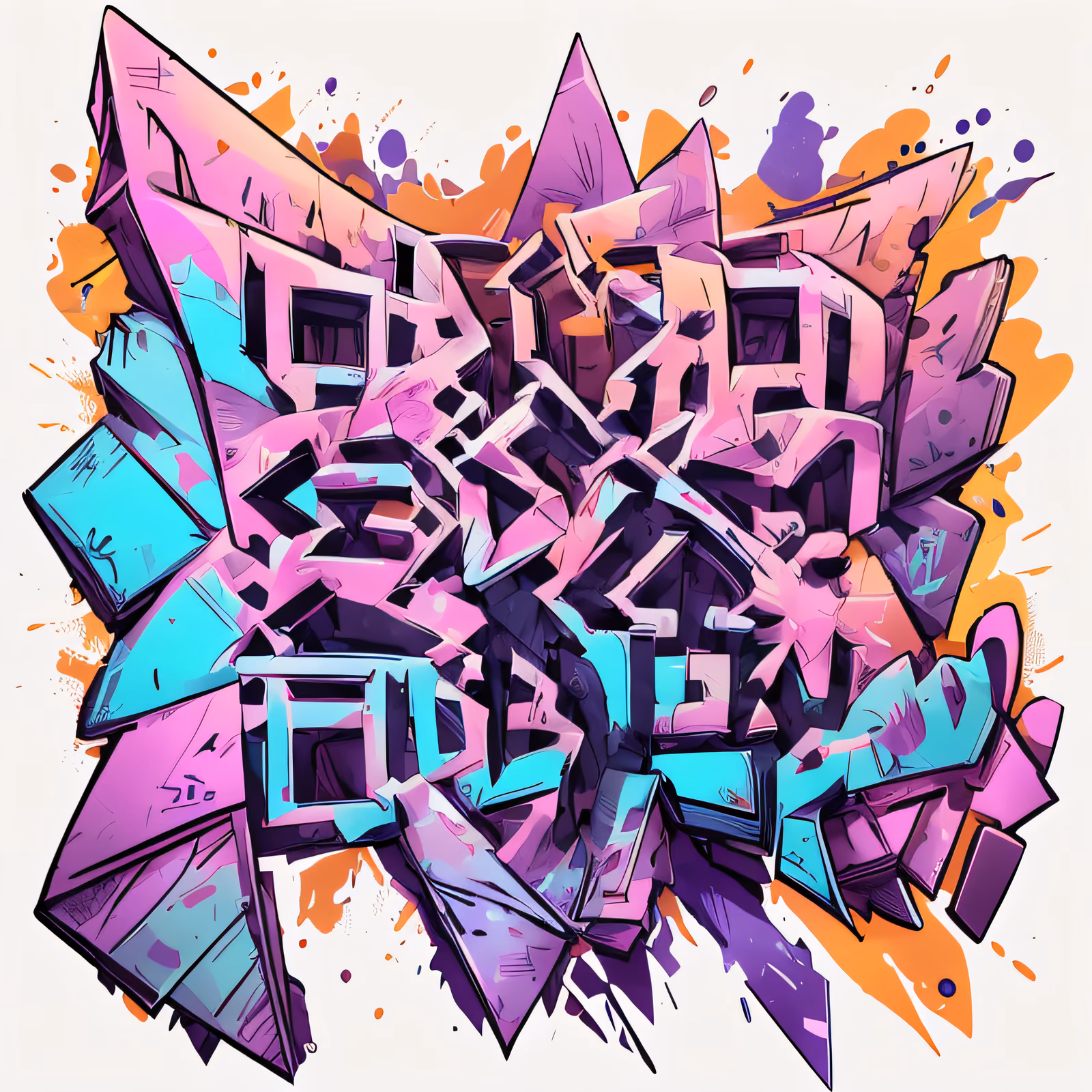 Pink Cyan Wildstyle Graffiti QR Code for Stickers — image 1