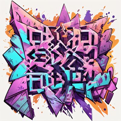 Pink Cyan Wildstyle Graffiti QR Code for Stickers