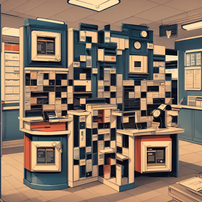 Retro Post Office Interior Illustration QR Code for Posters — image 1