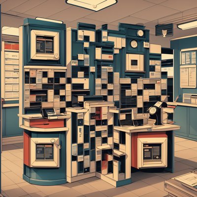 Интерьер ретро почты: иллюстрация QR-код для постеров