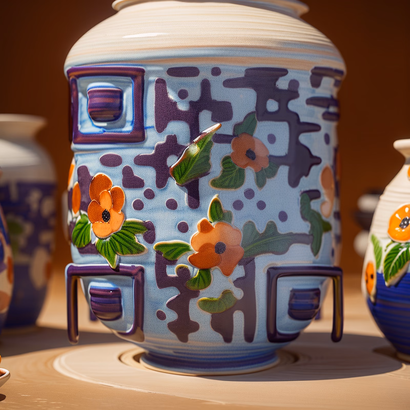 Hand Painted Poppy Pottery QR Code Art — image 1
