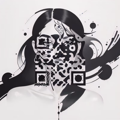 Woman Face Ink Splash Tattoo QR Code Art — image 1