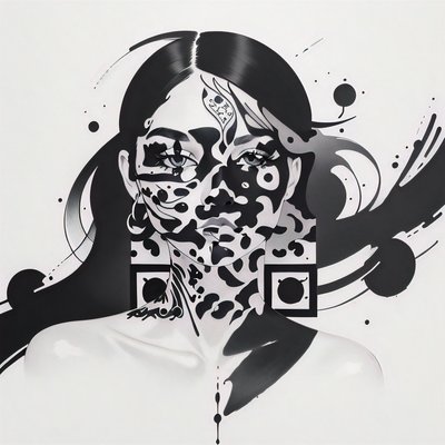 Woman Face Ink Splash Tattoo QR Code Art
