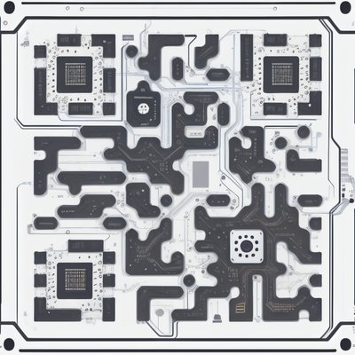 Circuit Board Microchip Vector QR Code for Packaging