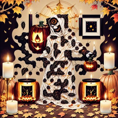 Skeleton Ghost Halloween Pumpkins QR Code for Posters