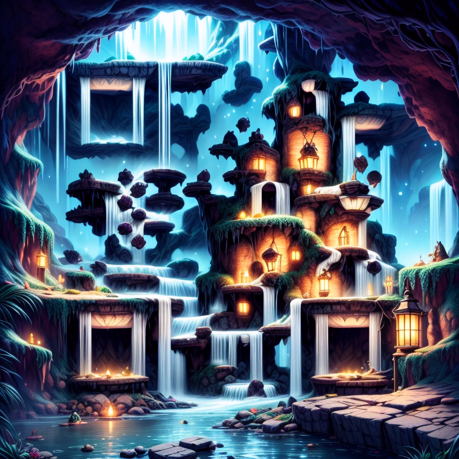 Waterfall Cavern Fantasy QR Code for Posters — image 1