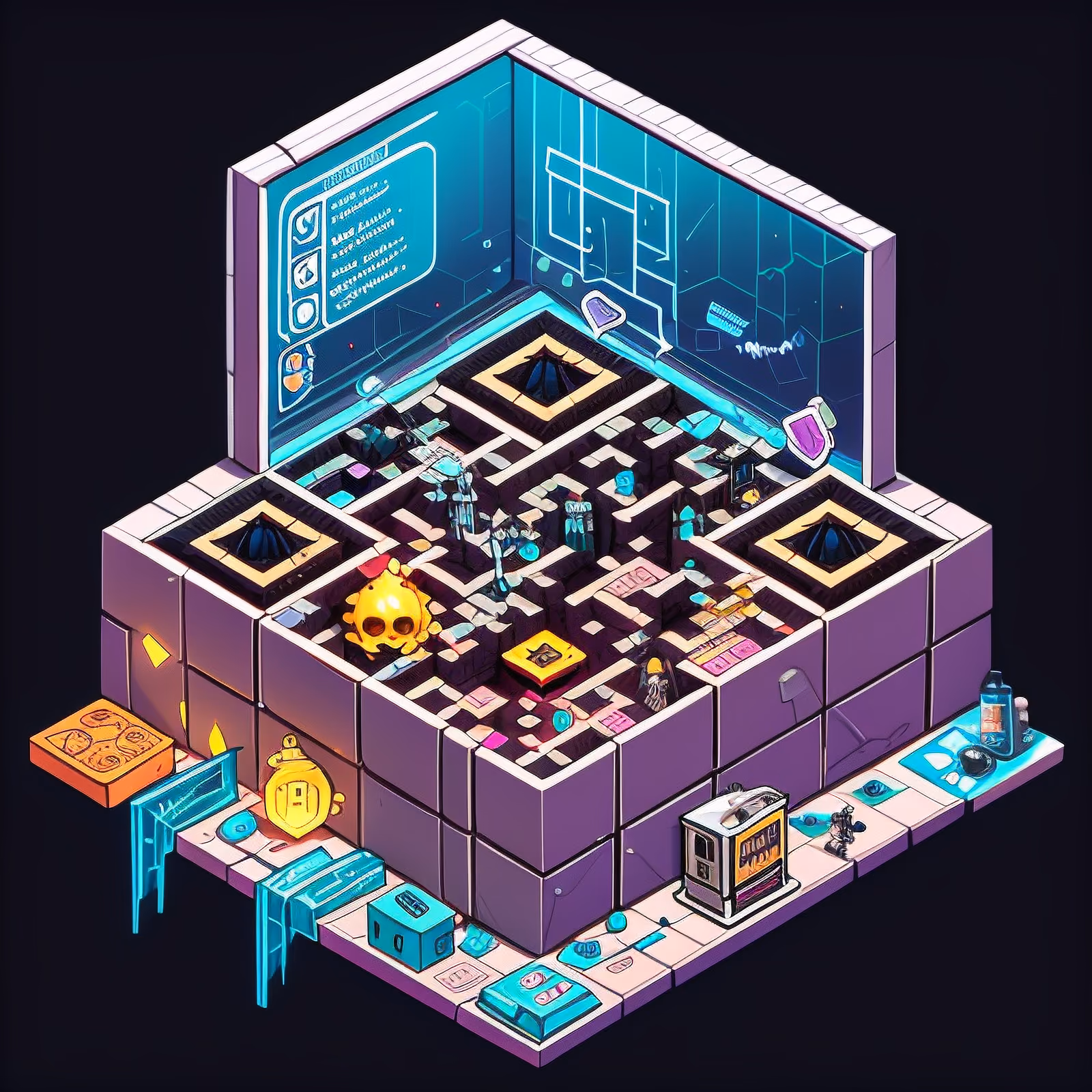 Isometric Smugglers Den Game Diorama QR Code for Posters — image 1