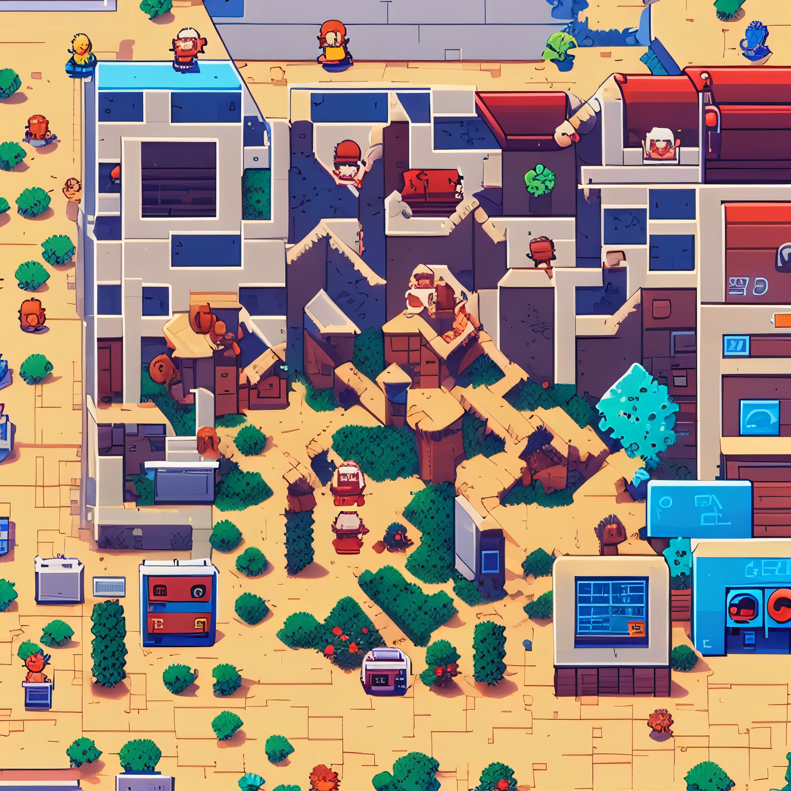 Pixel Town Game Map QR Code for Posters — image 1