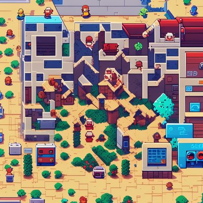 Pixel Town Game Map QR Code for Posters