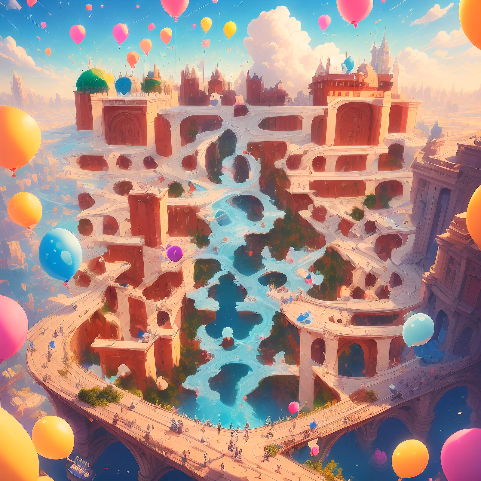 Floating Balloon City Matte Painting QR Code for Posters — image 1