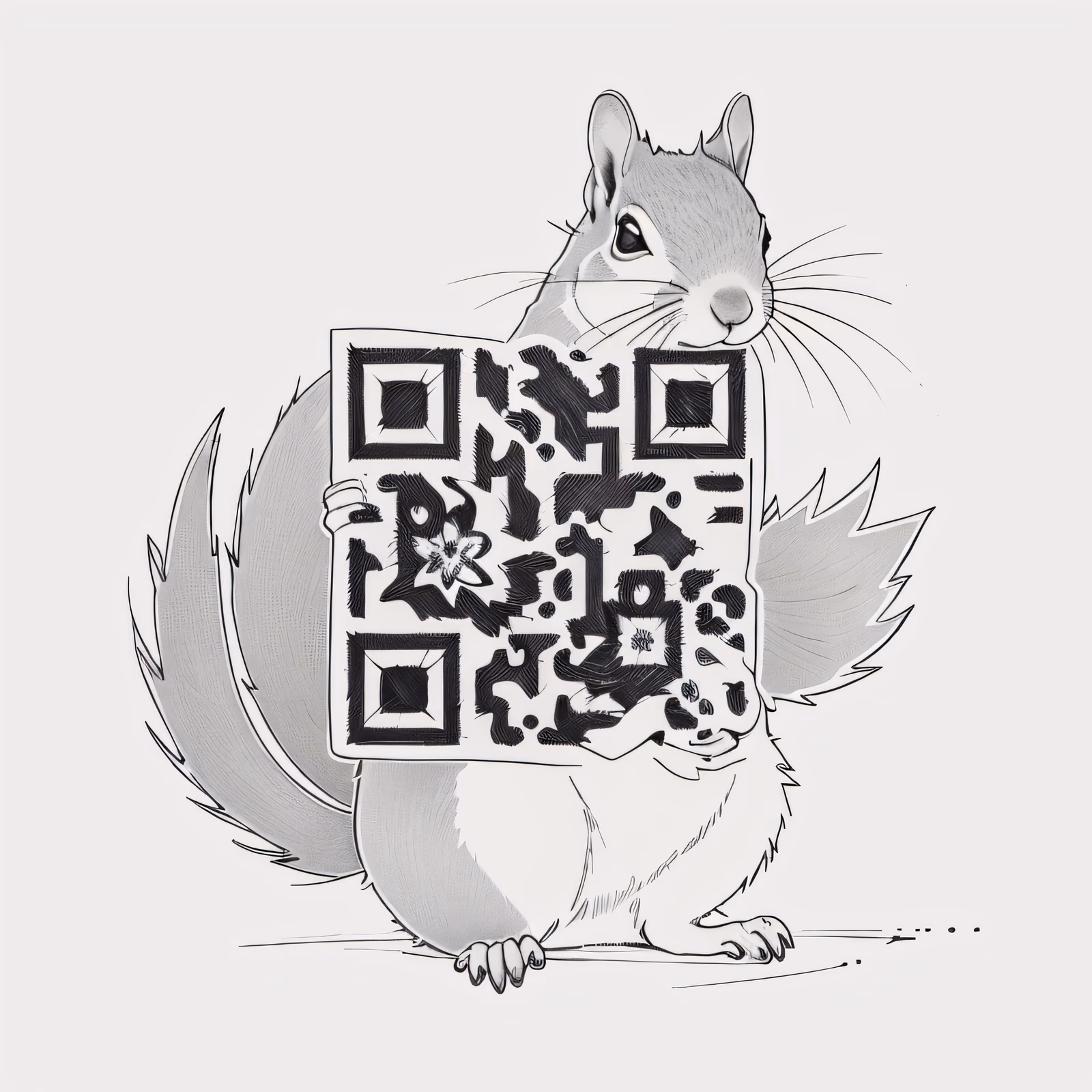 Squirrel Ink Drawing QR Code for Temporary Tattoos — image 1