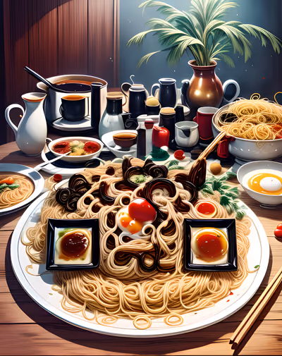 Noodle Plate Digital Painting QR Code for Restaurant Menus — image 1