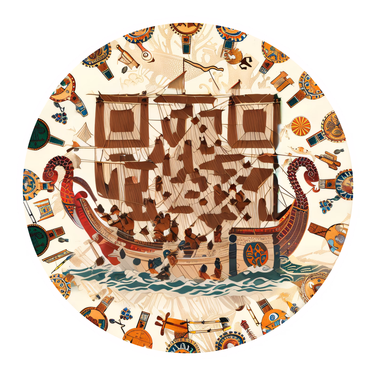 Ancient Greek Trireme Vector QR Code for Stickers — image 1