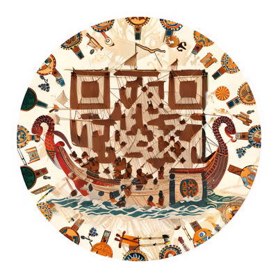 Ancient Greek Trireme Vector QR Code for Stickers — image 1
