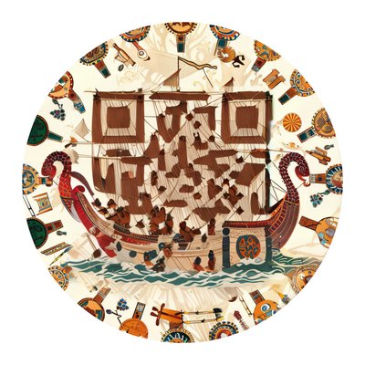 Ancient Greek Trireme Vector QR Code for Stickers