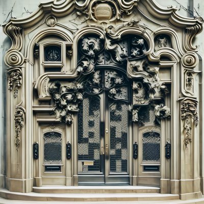 Ornate Baroque Door Facade QR Code Art
