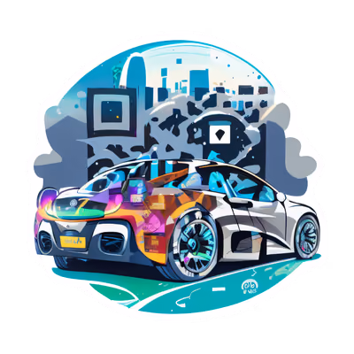 未来感跑车矢量二维码设计(贴纸) — 图片 1