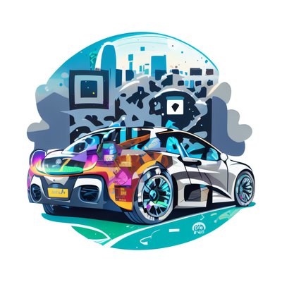 Futuristic Sports Car Vector QR Code for Stickers