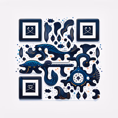 Navy Sea Creatures Vector QR Code for Packaging — image 1