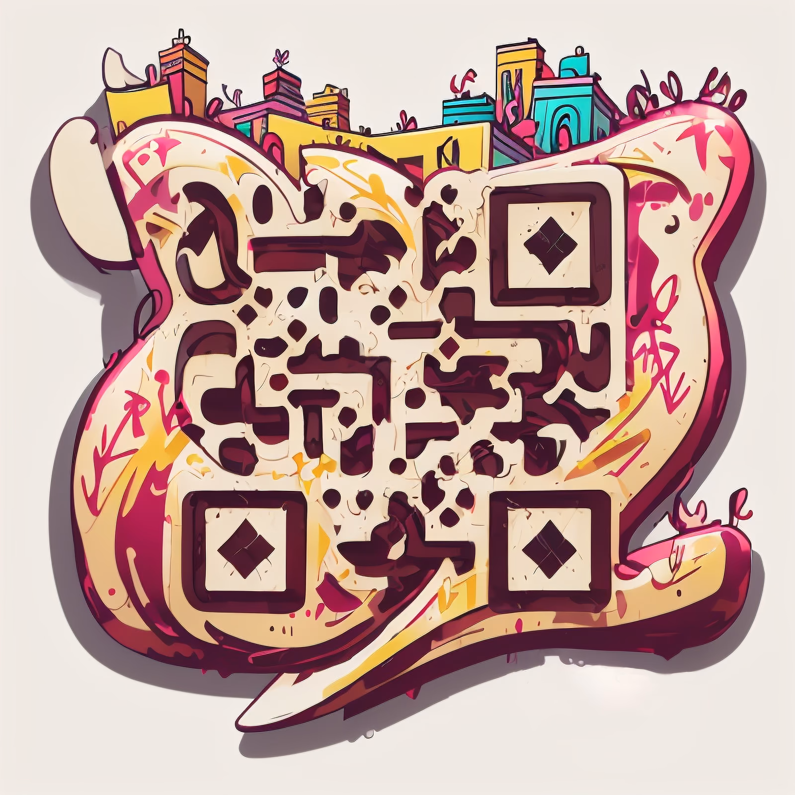 Graffiti Cityscape Lettering QR Code for Stickers — image 1