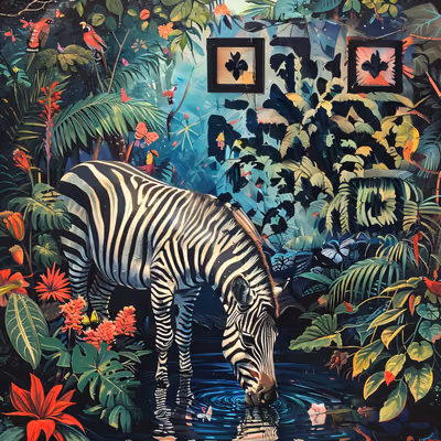 Zebra Watering Hole Jungle QR Code Art — image 1