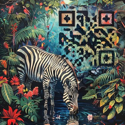 Zebra Watering Hole Jungle QR Code Art