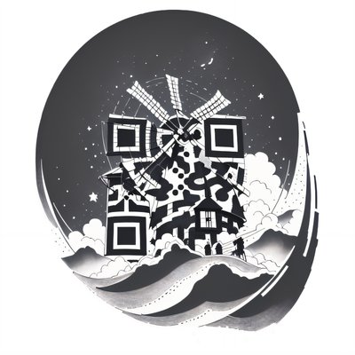 Windmill Night Sky Ink QR Code for Temporary Tattoos