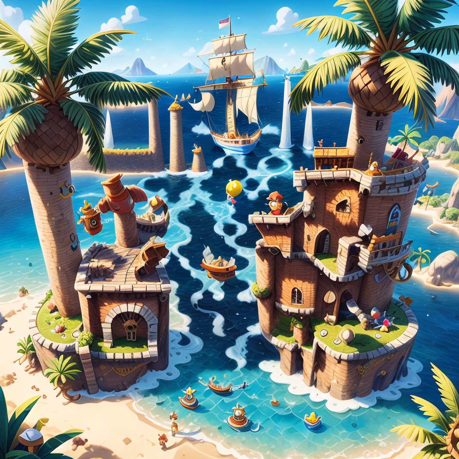 Pirate Island Cartoon Game Scene QR Code for Posters — image 1