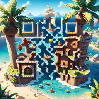 Pirate Island Cartoon Game Scene QR Code for Posters