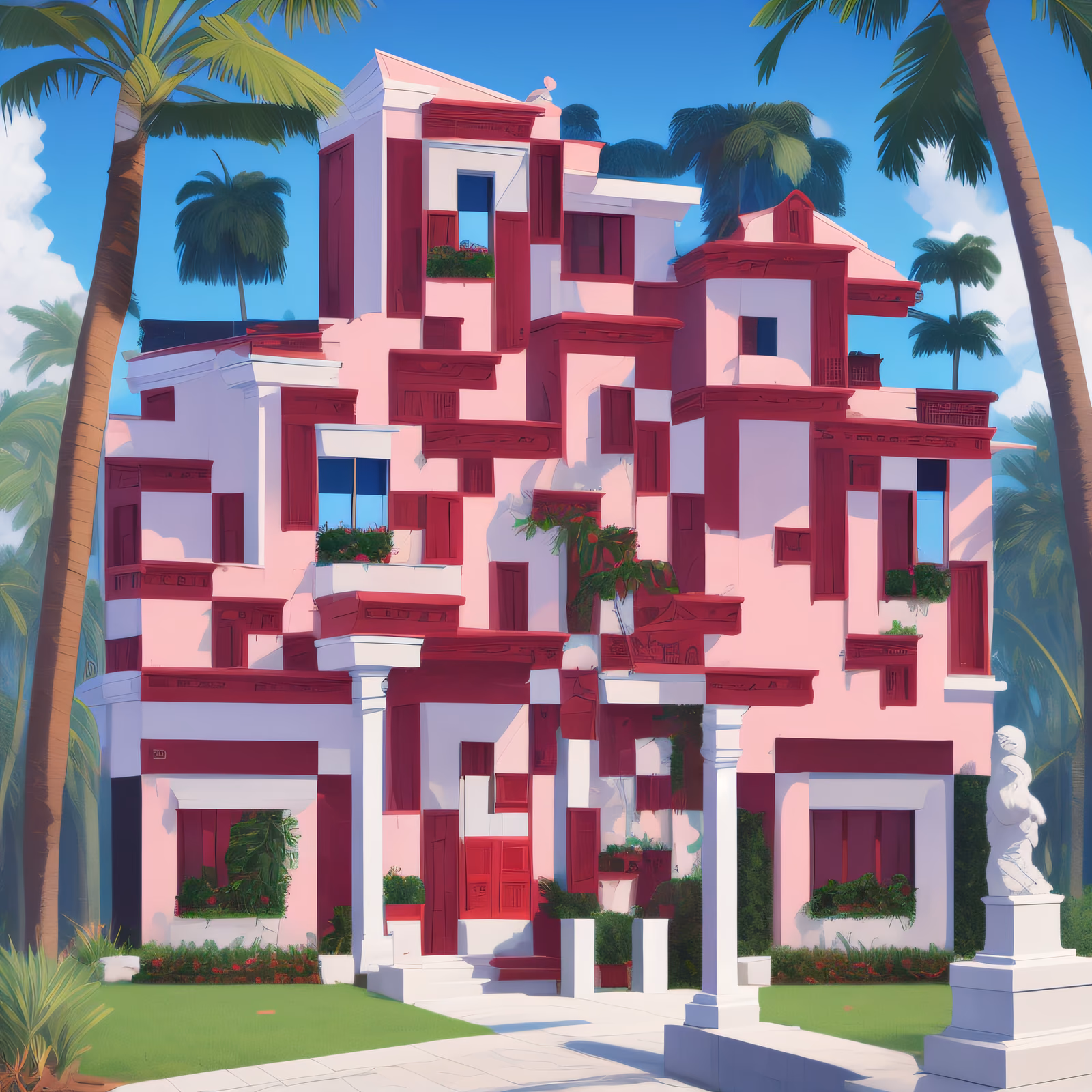 Pink Tropical House Concept Art QR Code Art — image 1