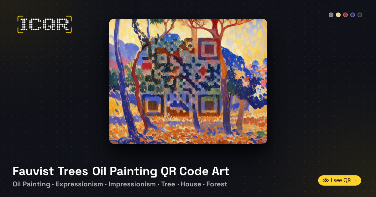 Fauvist Trees Oil Painting QR Code Art • ICQR