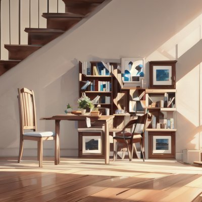 Sunlit Staircase Interior Digital Painting QR Code Art