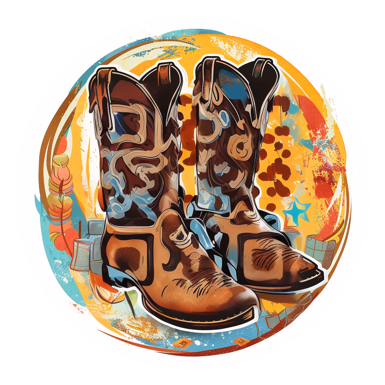 Cowboy Boots Sticker Style QR Code for Stickers — image 1
