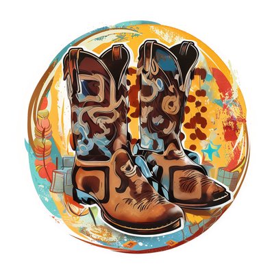 Cowboy Boots Sticker Style QR Code for Stickers