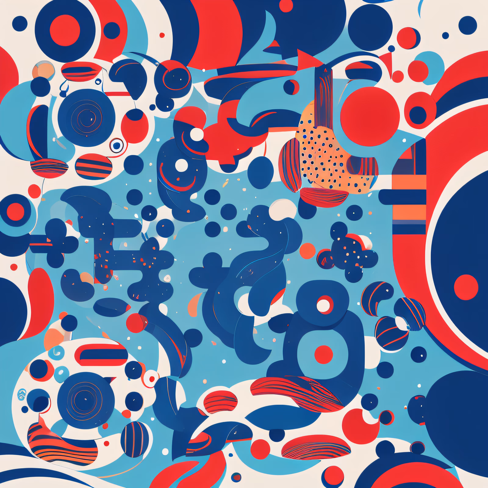 Blue Red Circles Geometric Abstract QR Code Art — image 1