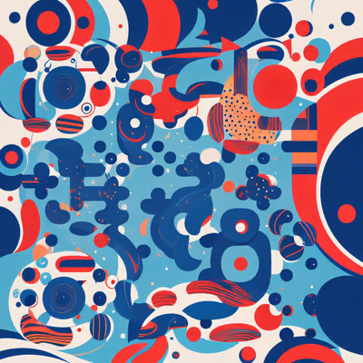 Blue Red Circles Geometric Abstract QR Code Art — image 1
