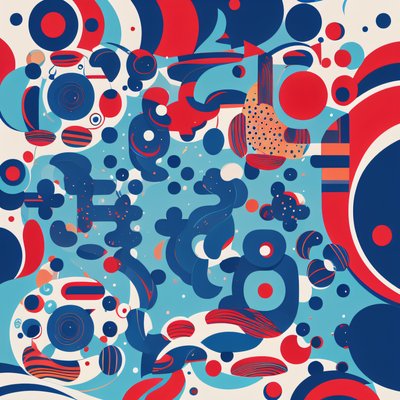 Blue Red Circles Geometric Abstract QR Code Art