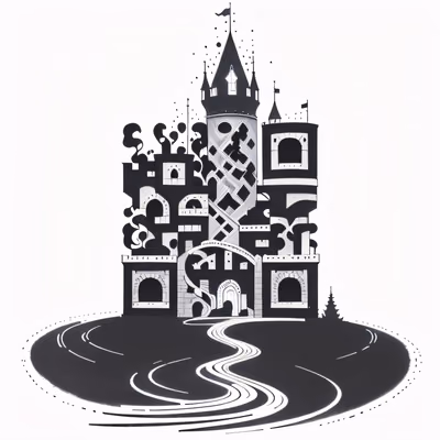 Замок на холме, чёрная тушь: QR-код — изображение 1