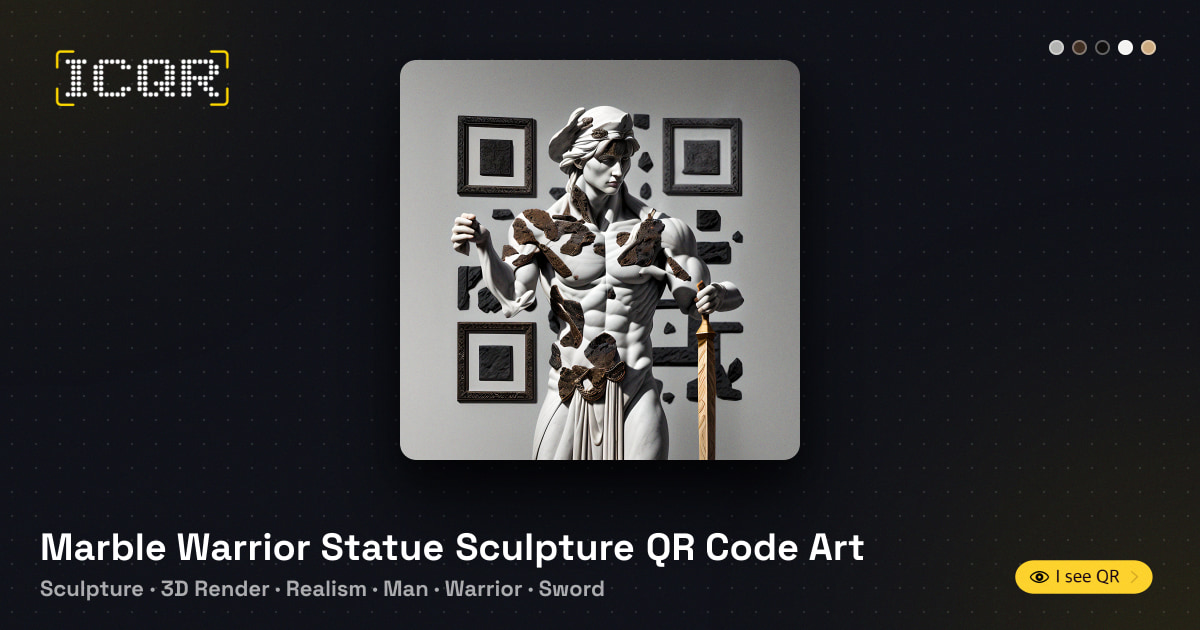 Marble Warrior Statue Sculpture QR Code Art • ICQR