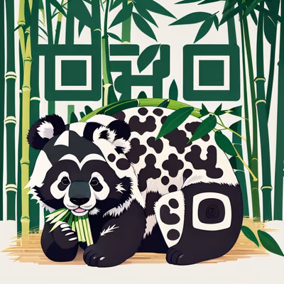 Панда в бамбуковом лесу: векторный QR-код для стикеров — изображение 1