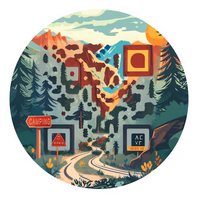 Scenic Mountain Road Vector QR Code for Stickers — image 1