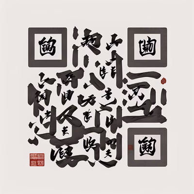 Китайская каллиграфия тушью: QR-код из мазков кисти — изображение 1