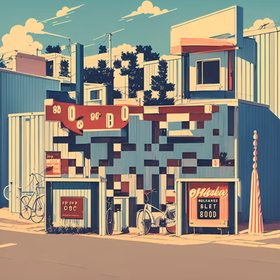 Retro Motel Bicycle Illustration QR Code for Posters — image 1