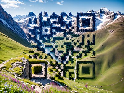 Alpine Meadow Mountain Photo QR Code Art