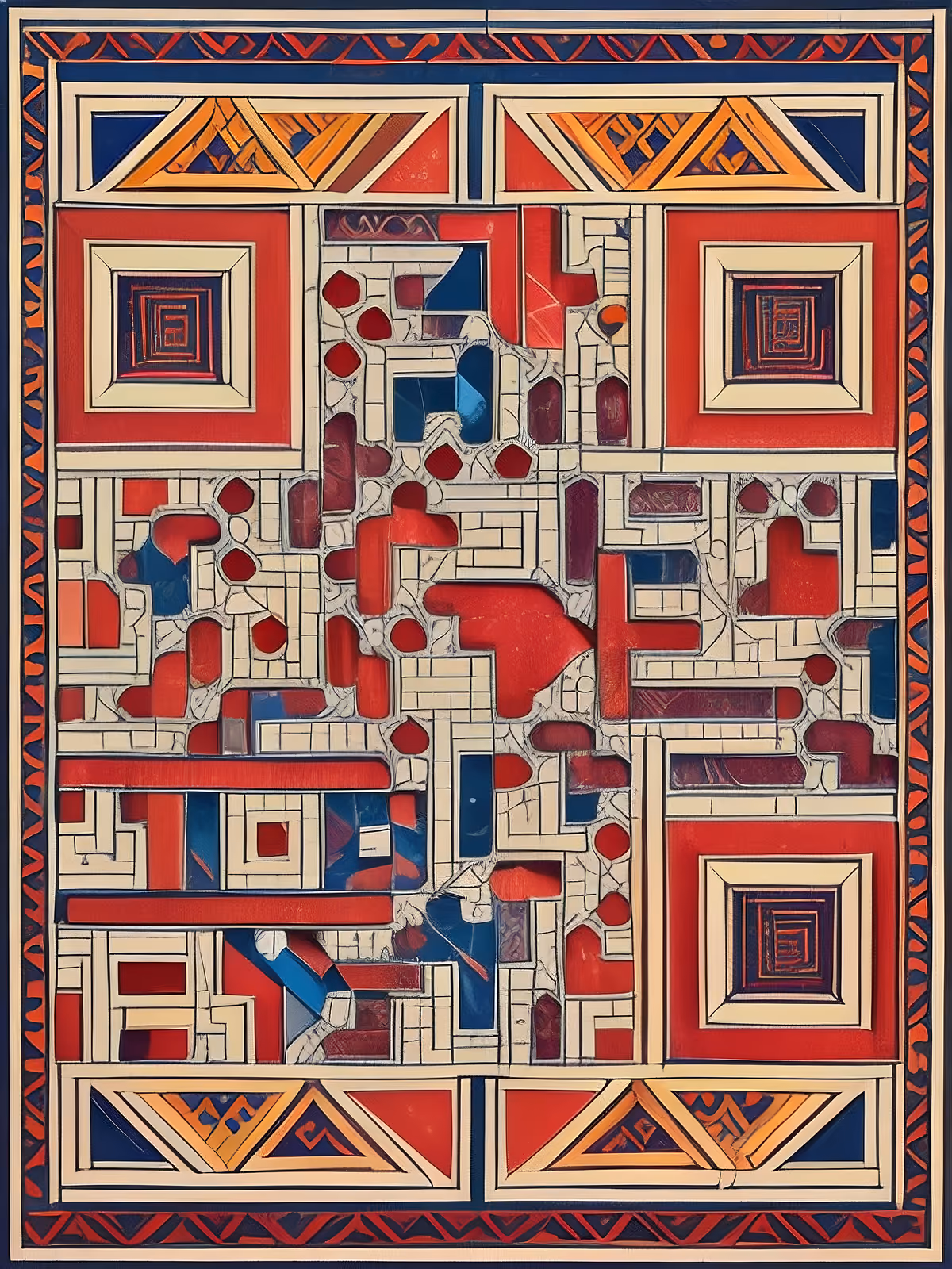 Red Navy Geometric Tiling Pattern QR Code Art — image 1