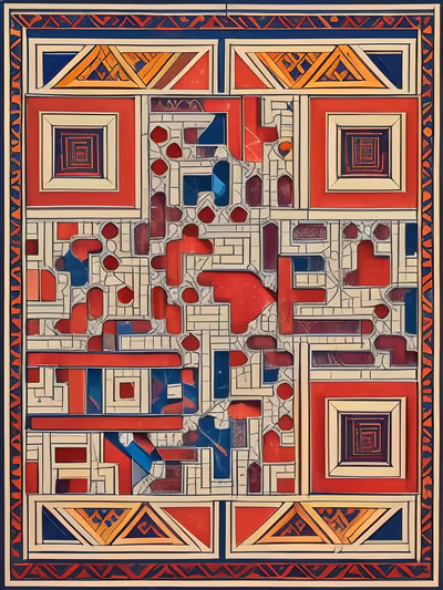 Red Navy Geometric Tiling Pattern QR Code Art — image 1