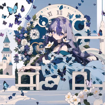 Anime Girl Clock Butterflies QR Code for Posters — image 1